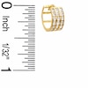 Thumbnail Image 2 of Cubic Zirconia Three Row 12mm Huggie Earrings in 10K Gold
