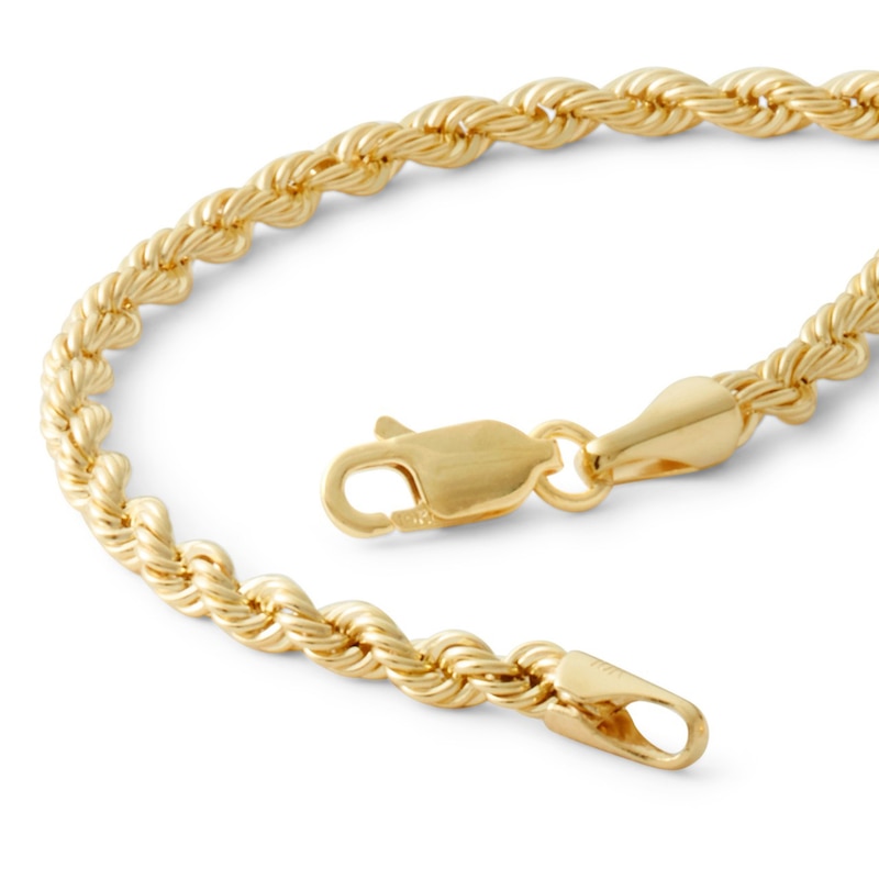10K Hollow Gold Rope Chain Bracelet - 7"