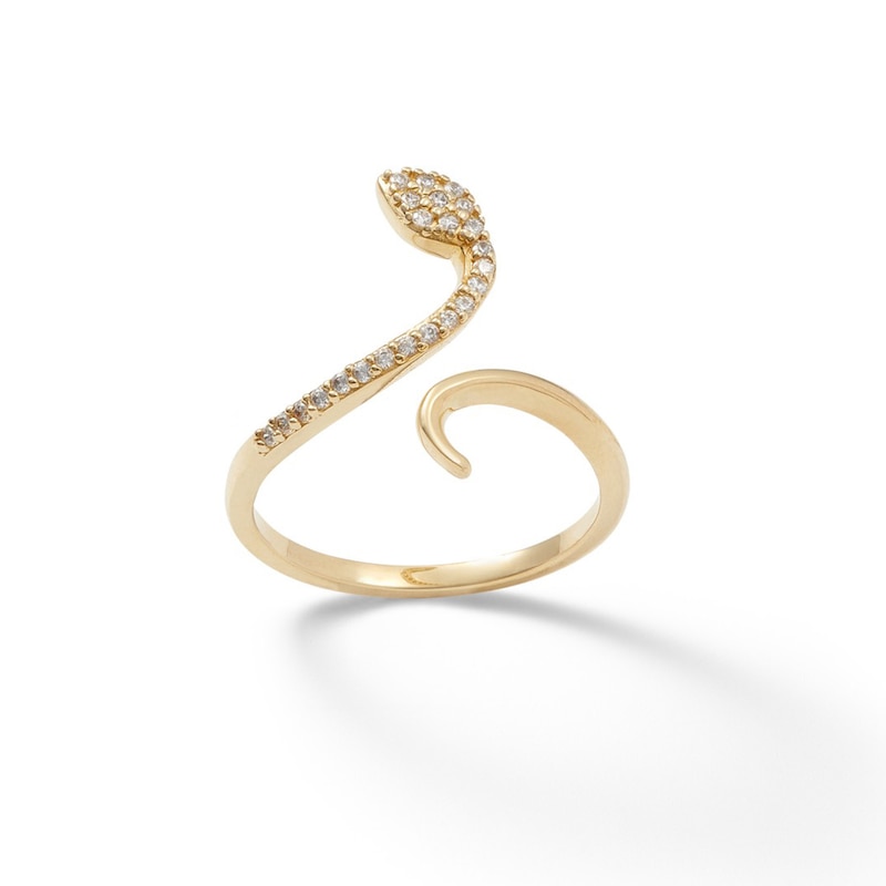 Cubic Zirconia Snake Wrap Ring in 10K Gold