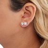Thumbnail Image 2 of 6mm Princess-Cut and Round Cubic Zirconia Stud Earrings Set in 10K Gold