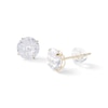 Thumbnail Image 0 of 7mm Cubic Zirconia checkerboard Groove Solitaire Stud Earrings in 14K Gold