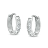 Thumbnail Image 0 of Cubic Zirconia Five Stone 9.5mm Huggie Hoop Earrings in 14K White Gold