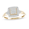 Thumbnail Image 0 of 1/4 CT. T.W. Square Composite Diamond Double Cushion Frame Triangle Side Accent Ring in 10K Gold
