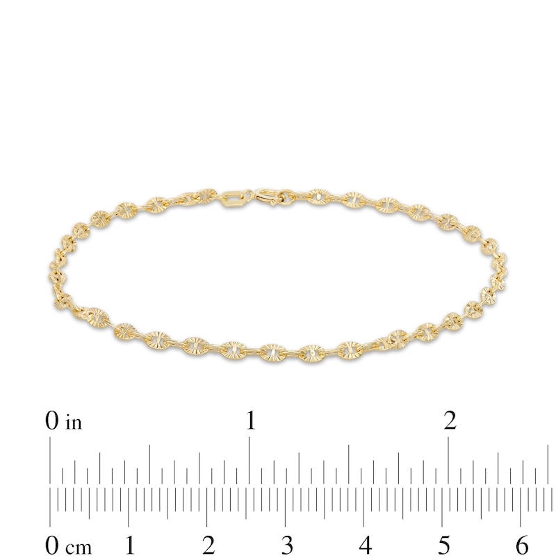 2.55m Twisted Diamond-Cut Mariner Chain Bracelet in 10K Hollow Gold - 7.5"