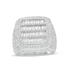 Thumbnail Image 0 of Cubic Zirconia Pavé Multi-Row Halo Ring in Sterling Silver
