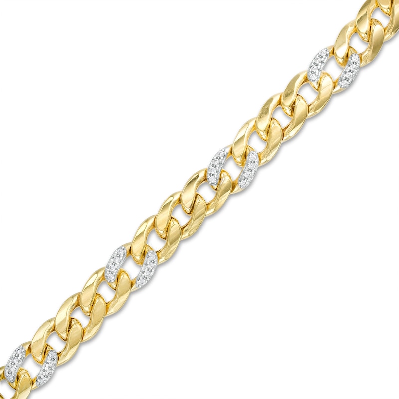 7mm Cubic Zirconia Curb Chain Bracelet in 10K Hollow Gold - 8.5"