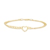 Thumbnail Image 0 of 10K Hollow Gold Diamond-Cut Heart Chain Bracelet - 7.5"