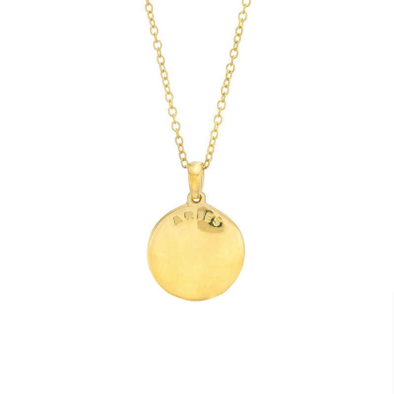 Diamond Accent Aries Zodiac Disc Necklace in Sterling Silver with 14K Gold Plate - 18"