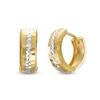 Thumbnail Image 0 of Two-Tone Mirror Finish Huggie Hoop Earrings in 10K Gold