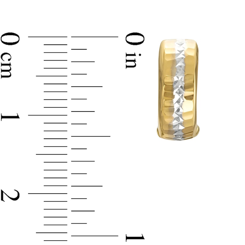 Two-Tone Mirror Finish Huggie Hoop Earrings in 10K Gold