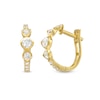 Thumbnail Image 0 of Cubic Zirconia Three Center Stone Huggie Hoop Earrings in 10K Gold