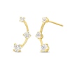 Thumbnail Image 0 of Cubic Zirconia Three Stone Climber Stud Earrings in 10K Solid Gold