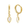 Thumbnail Image 0 of Cubic Zirconia Bezel Marquise Drop Huggie Hoop Earrings in 10K Solid Gold