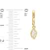 Thumbnail Image 1 of Cubic Zirconia Bezel Marquise Drop Huggie Hoop Earrings in 10K Solid Gold