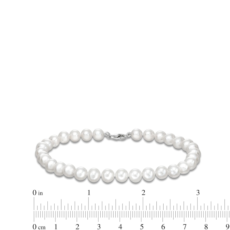 7mm Cultured Freshwater Pearl Bracelet with Sterling Silver Clasp - 9"