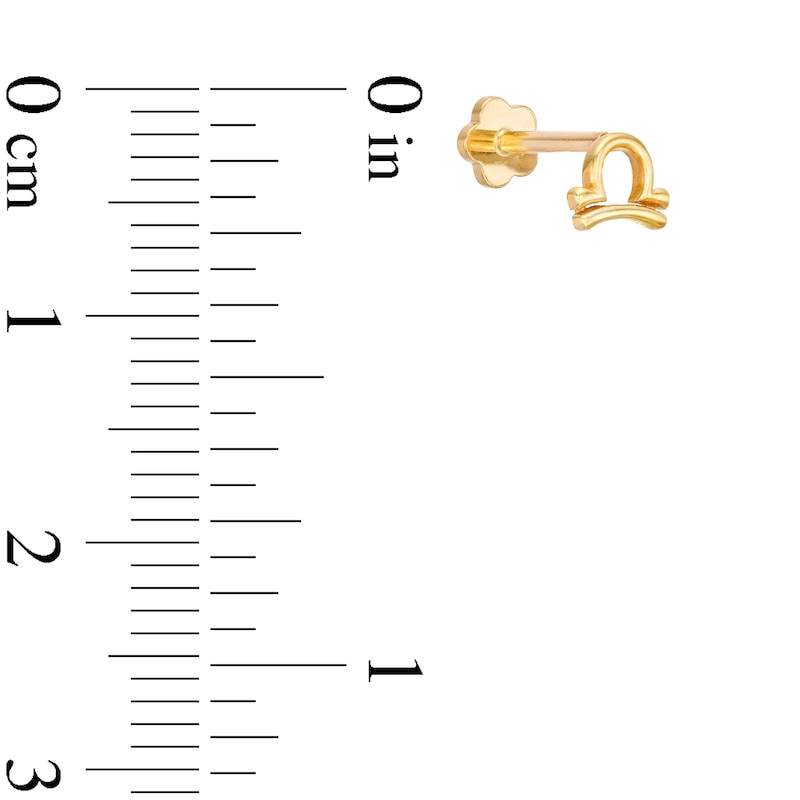 14K Gold Libra Zodiac Stud - 18G 5/16"