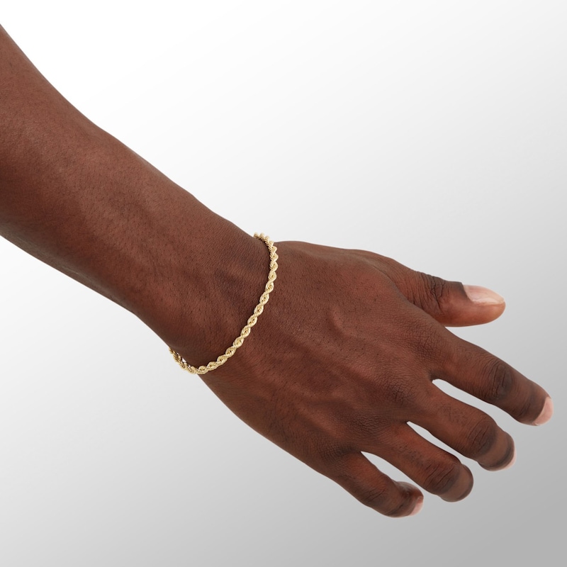 14K Hollow Gold Rope Chain Bracelet - 8"