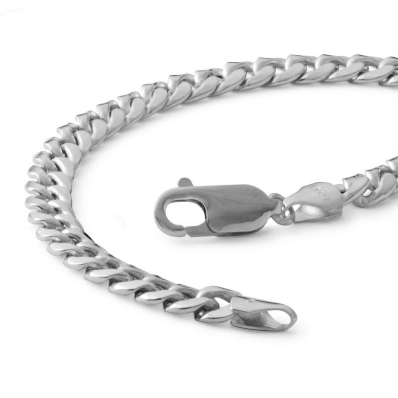 10K Semi-Solid White Gold Cuban Chain Bracelet - 7.5"