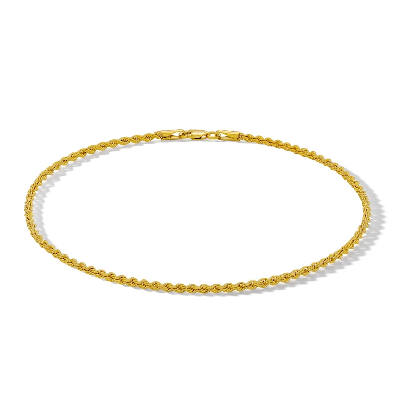 ​​​​​​​10K Hollow Gold Rope Chain Anklet - 10"