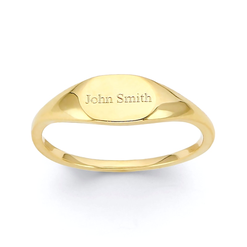 10K Solid Gold Engravable Oval Signet Ring